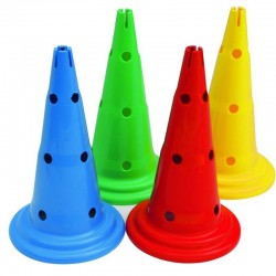 CONES MULTIJEUX A TROUS AVEC ENCOCHESHAUTEUR 37CMLOT DE 4